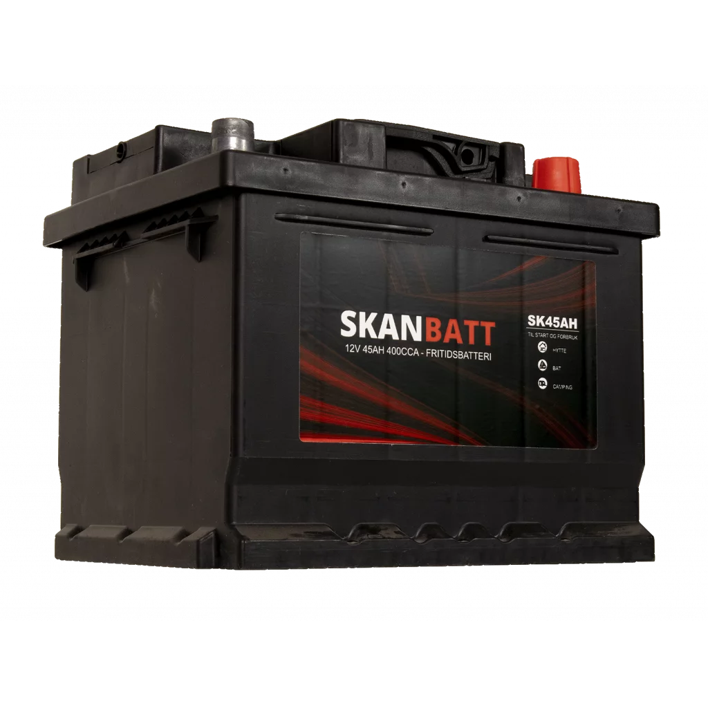 SKANBATT Fritidsbatteri 12V 45AH 400CCA (207x175x175/175mm) +høyre