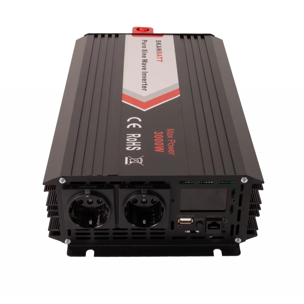 SKANBATT Inverter 12V 3000W (6000W) Ren Sinus m/Trådløs Fjernkontroll
