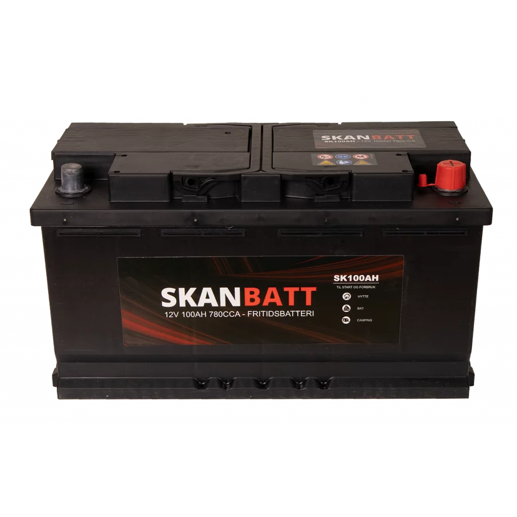 SKANBATT Fritidsbatteri 12V 100AH 780CCA (354x175x190/190mm) +høyre