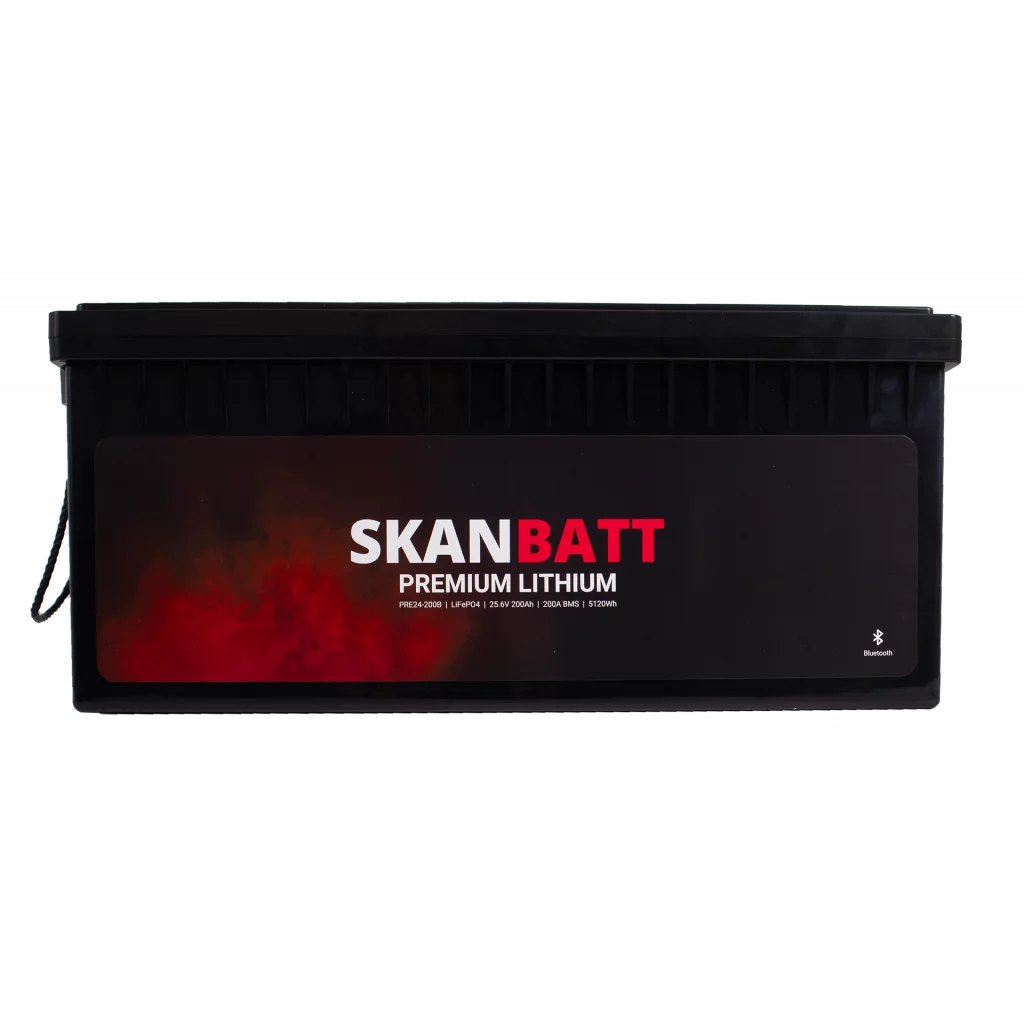SKANBATT Premium Lithium - 24V 200Ah 200A BMS - 522x268x218mm - Bluetooth - 8 Års garanti