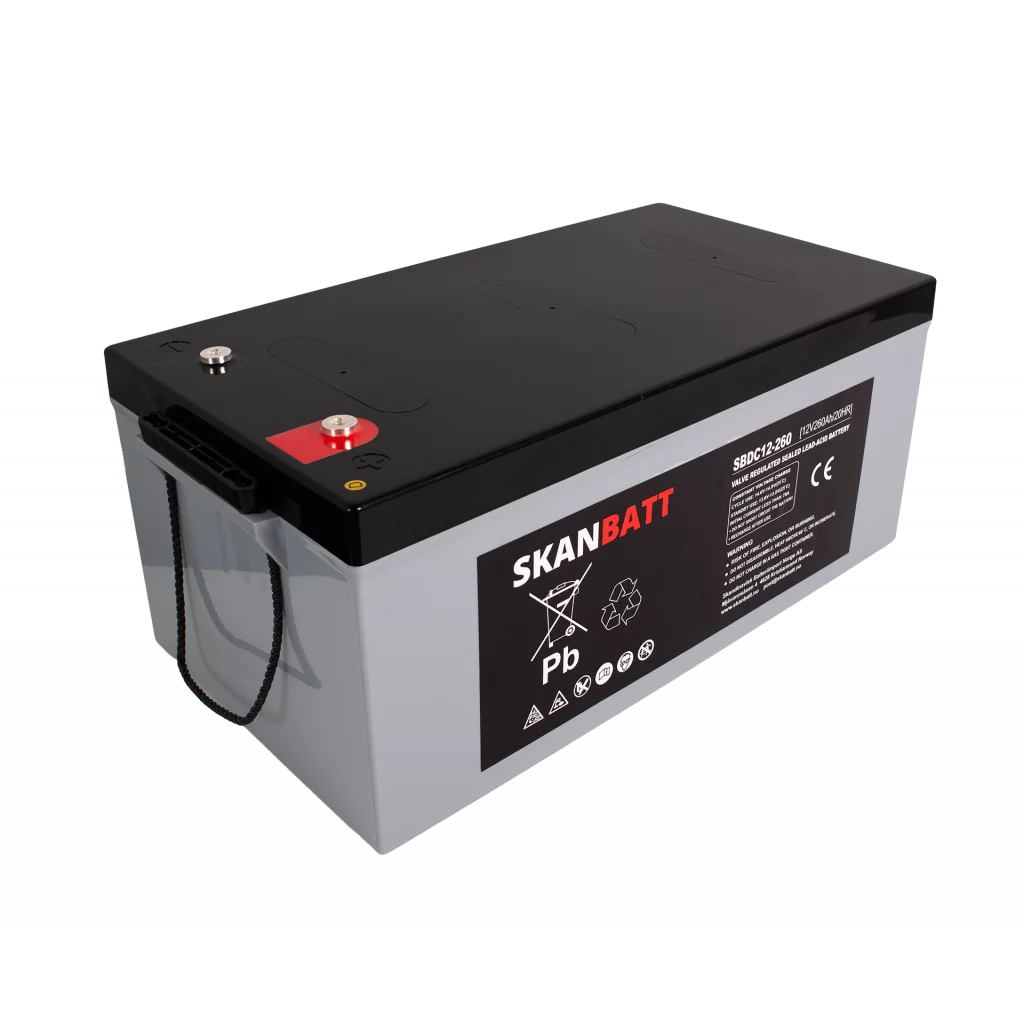 SKANBATT AGM Deep Cycle Batteri 12V 260AH C10 (520x268x220mm) +høyre