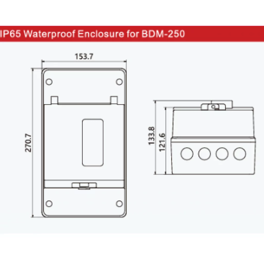 Innkapsling for BDM-250 DC effektbryter, IP65