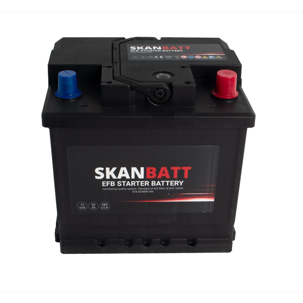 SKANBATT EFB Startbatteri 12V 50AH 480CCA (207x175x190mm) +R