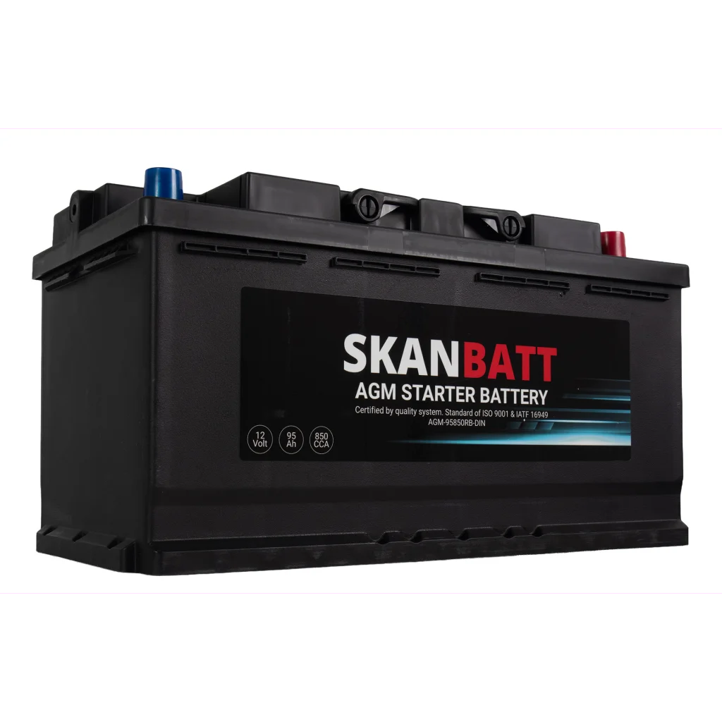 SKANBATT AGM Startbatteri 12V 95AH 850CCA (353x175x190mm) +R