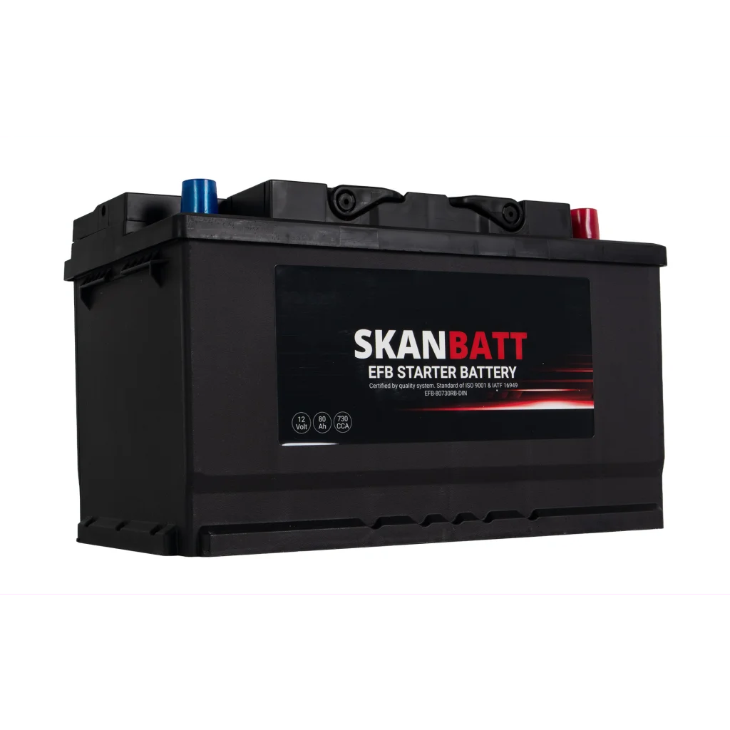 SKANBATT EFB Startbatteri 12V 80Ah 730CCA (315x175x190mm) +R