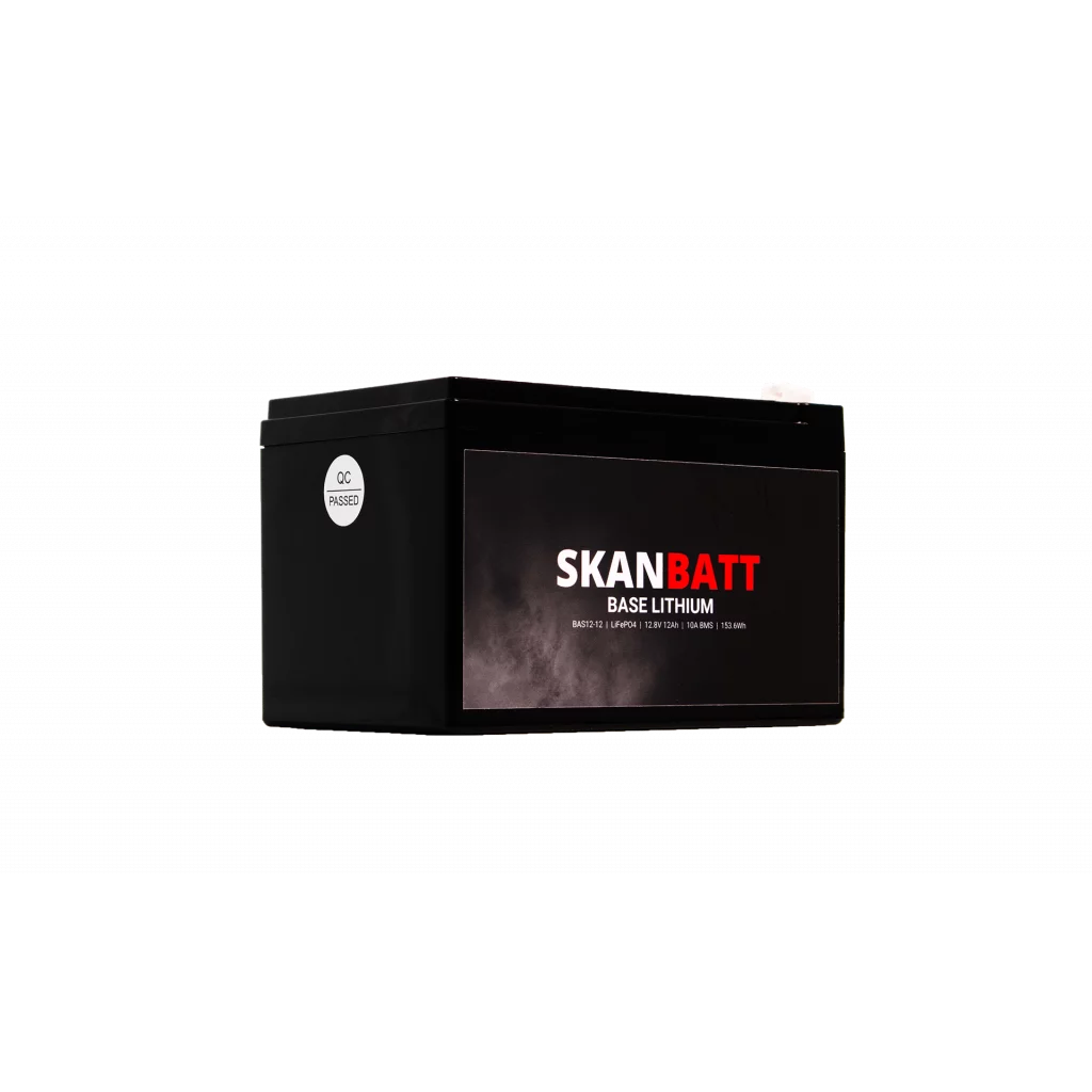 SKANBATT Base Lithium - 12V 12Ah 10A BMS - 151x98x95mm - 3 Års garanti