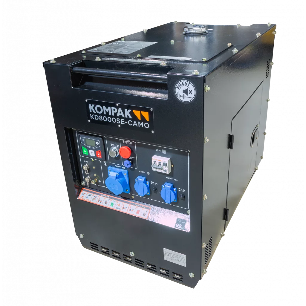 KOMPAK KD8000SE Strømaggregat 6300W - Diesel - Forvarming- ATS - 27 Liter