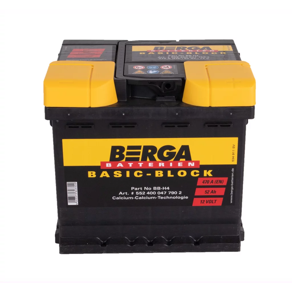 BERGA Basic Block 12V 52AH 470CCA (207/175/190mm)