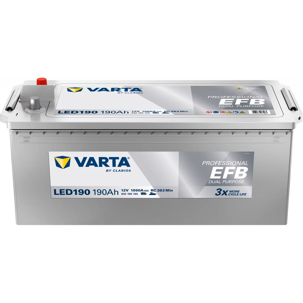 VARTA Fritidsbatteri EFB Batteri 12V 190AH 1050CCA (513x223x190/223mm) +venstre LED190