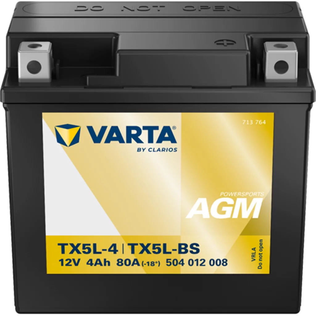 VARTA AGM MC Batteri 12V 4AH 80CCA (114x71x106mm) +høyre YTX5L-BS