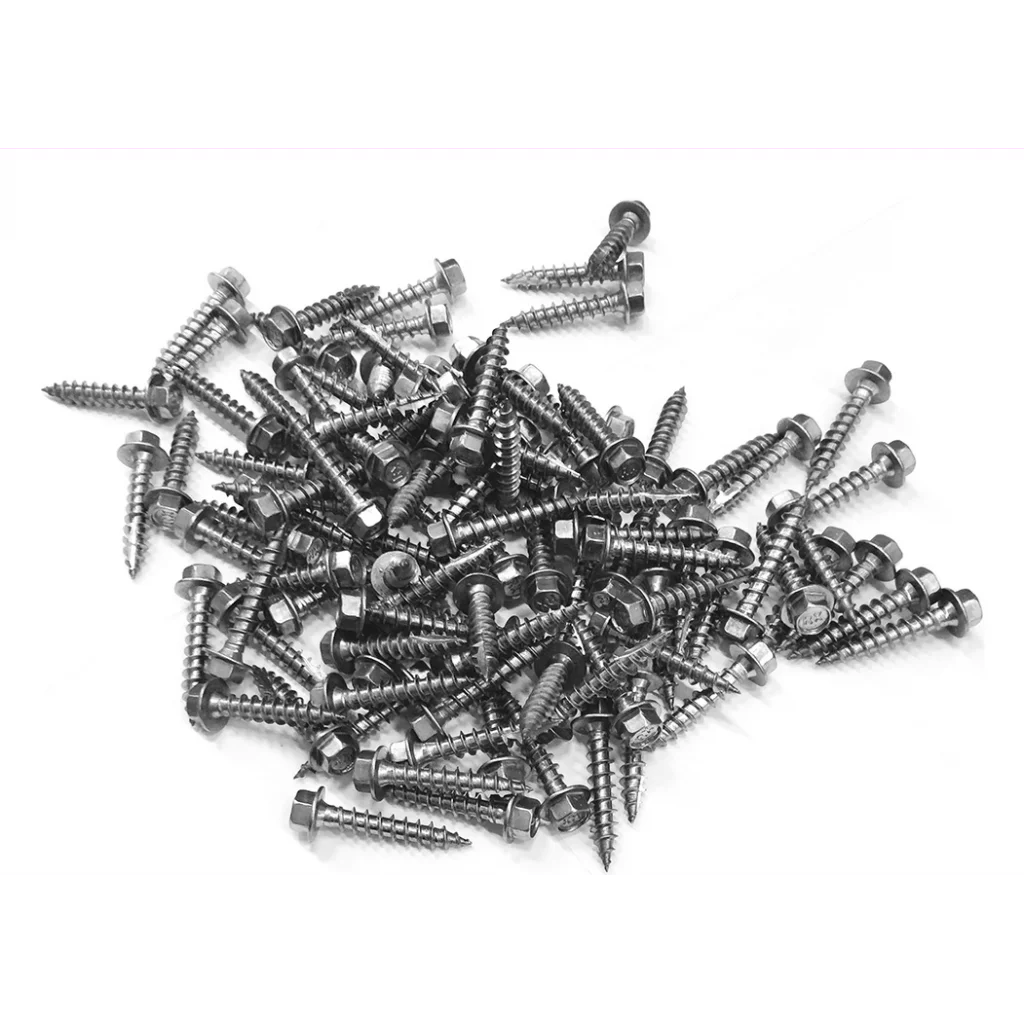 Skruer 100stk 6x30mm 6-kant rustfri