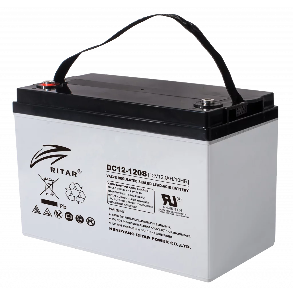 RITAR AGM Deep Cycle Batteri 12V 120AH C10 (328x172x222mm) +venstre