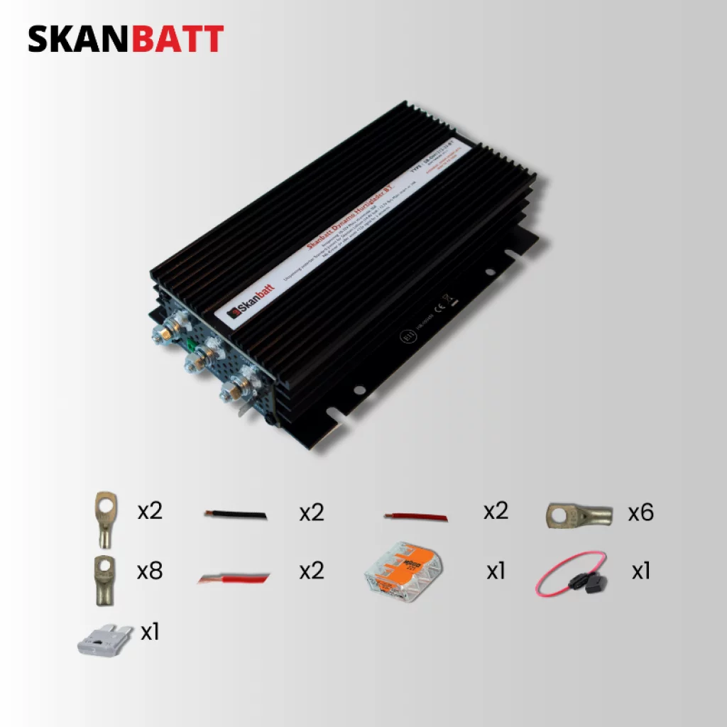 SKANBATT Fricampingpakke - 35A Dynamo Hurtiglader m/blåtann - DCDC for alle bobiler