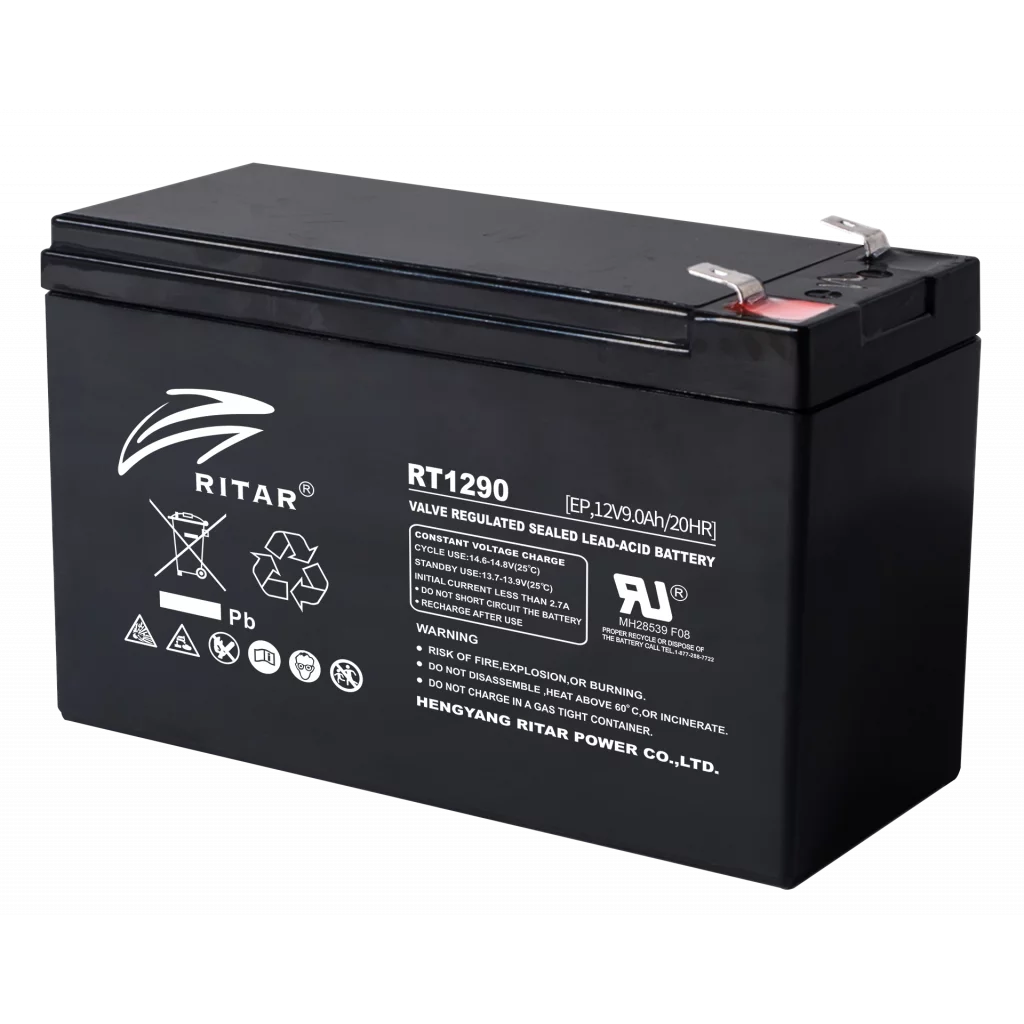 Ritar AGM Batteri 12V 9AH - RT1290EP Long Life (151x65x94mm) F2