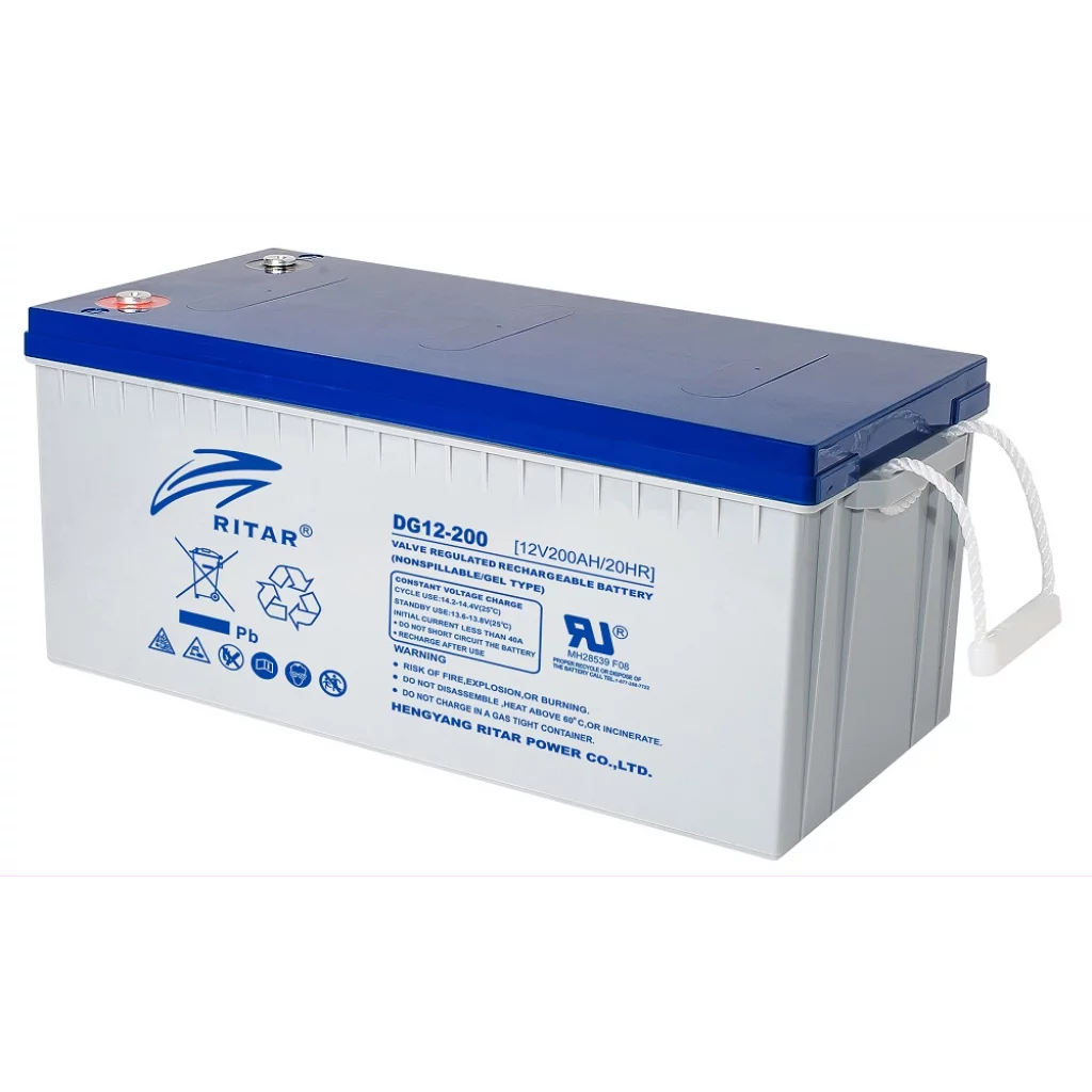 RITAR GEL Deep Cycle Batteri 12V 200AH (522x240x223mm) +høyre