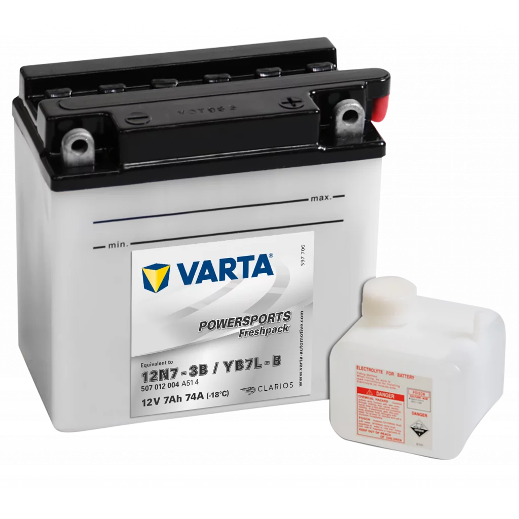 VARTA MC Batteri 12V 7AH 74CCA (136x76x134mm) +høyre YB7L-B