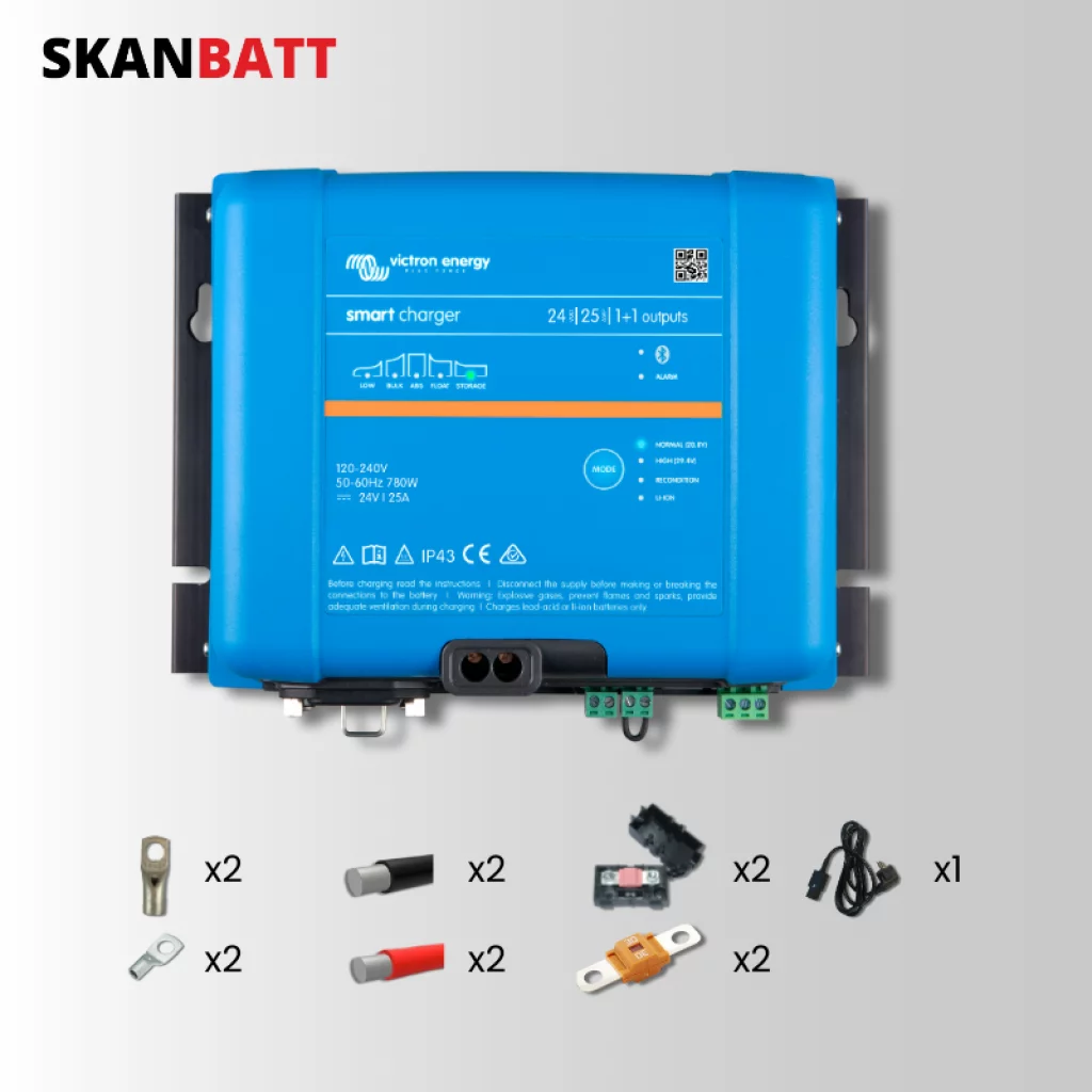 SKANBATT Ladepakke - Victron Phoenix Smart IP43 24V 25A 1+1 kanal