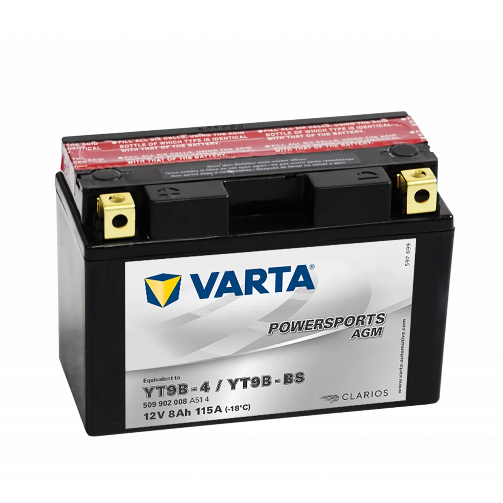 VARTA AGM MC Batteri 12V 8AH 115CCA (149x70x105mm) +venstre YT9B-BS  (509902)