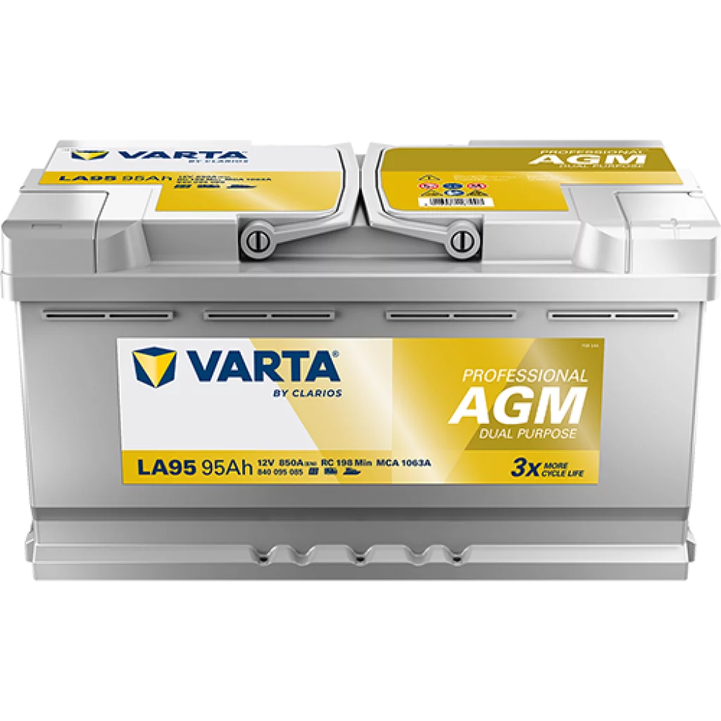 VARTA Fritidsbatteri 12V 95AH AGM 850CCA (354x175x190/190mm) +høyre LA95