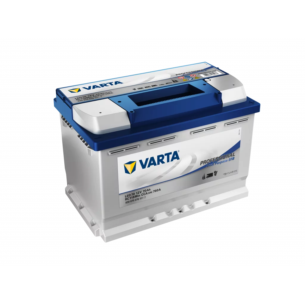 VARTA Fritidsbatteri EFB Batteri 12V 70AH 760CCA (278x175x190/190mm) +høyre LED70