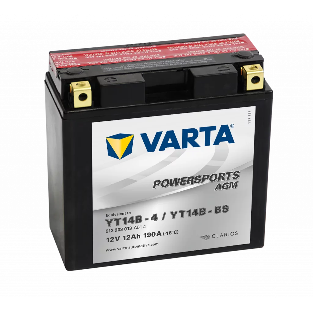 VARTA AGM MC Batteri 12V 12AH 190CCA (152x70x145mm) +venstre YT14B-BS (513903)