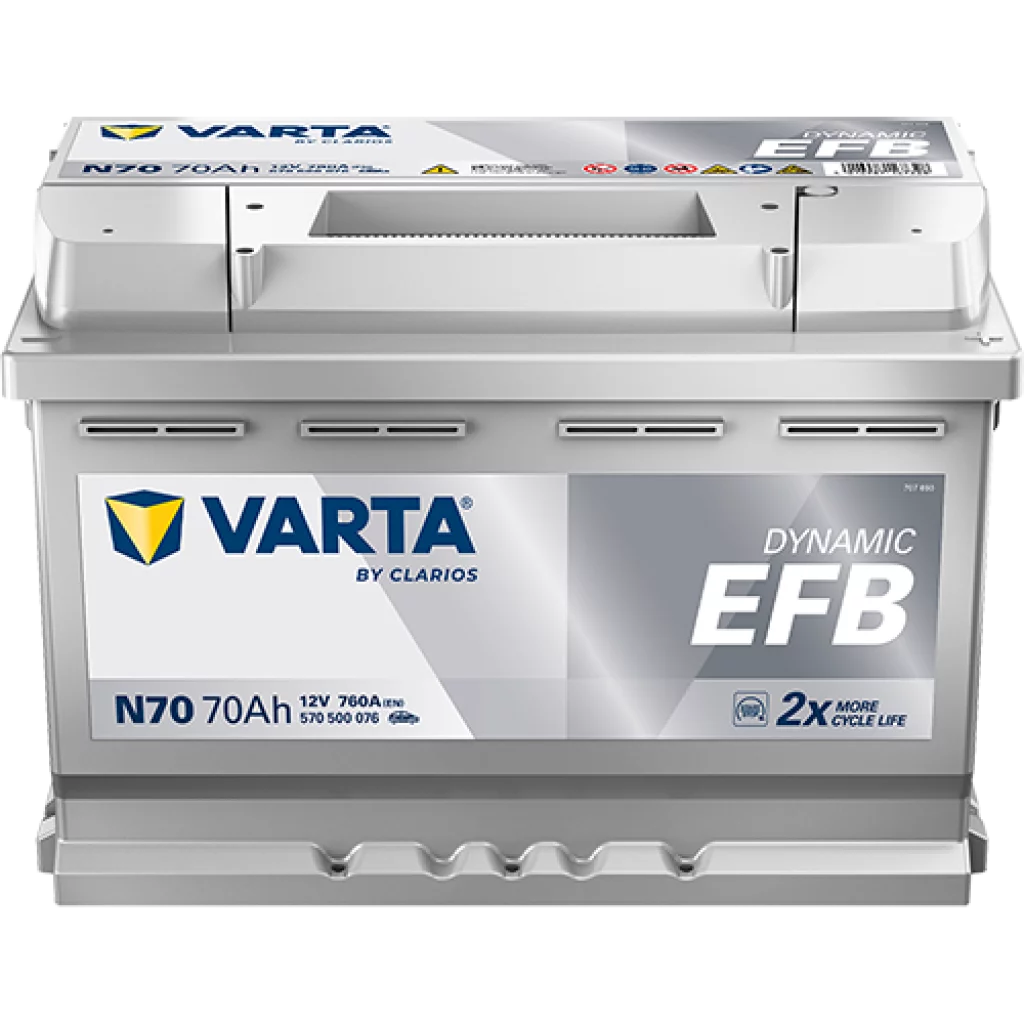 VARTA Dynamic EFB Batteri 12V 70AH 760CCA (278x175x190/190mm) +høyre N70
