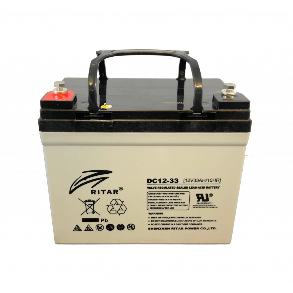 RITAR AGM Deep Cycle Batteri 12V 33AH (196x130x163mm) +venstre