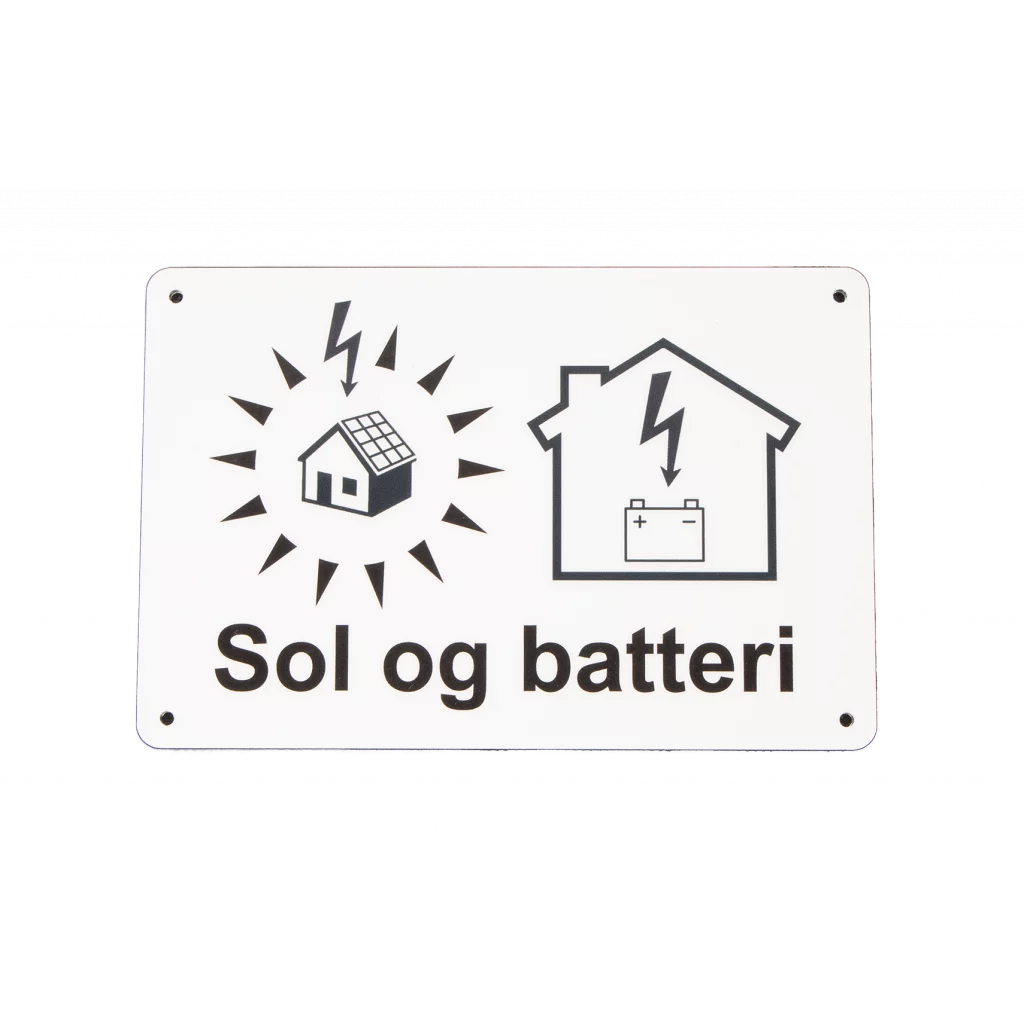 Skilt - Sol og batteri (aluminium)